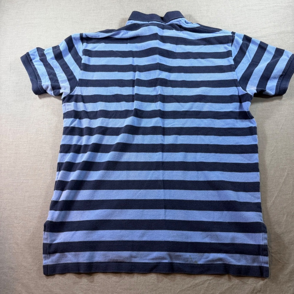 Polo Ralph Lauren Polo Shirt Mens L Blue Excellent Striped Short Sleeve Cotton - Picture 6 of 6